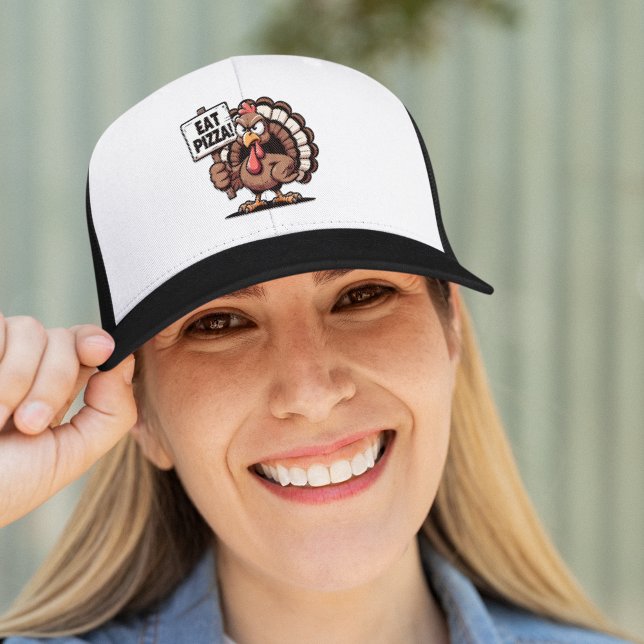 Eat Pizza, Fun Thanksgiving turkey Trucker Hat (Creator Uploaded)