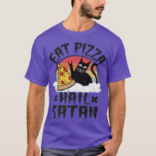 Eat Pizza Hail Satan Cat Kids Punk Rock Band Death T-Shirt
