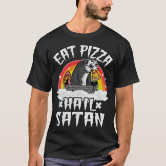 Eat Pizza Hail Satan Opossum Rainbow Kids Funny De T-Shirt