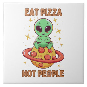 Eat pizza not people ceramic tile