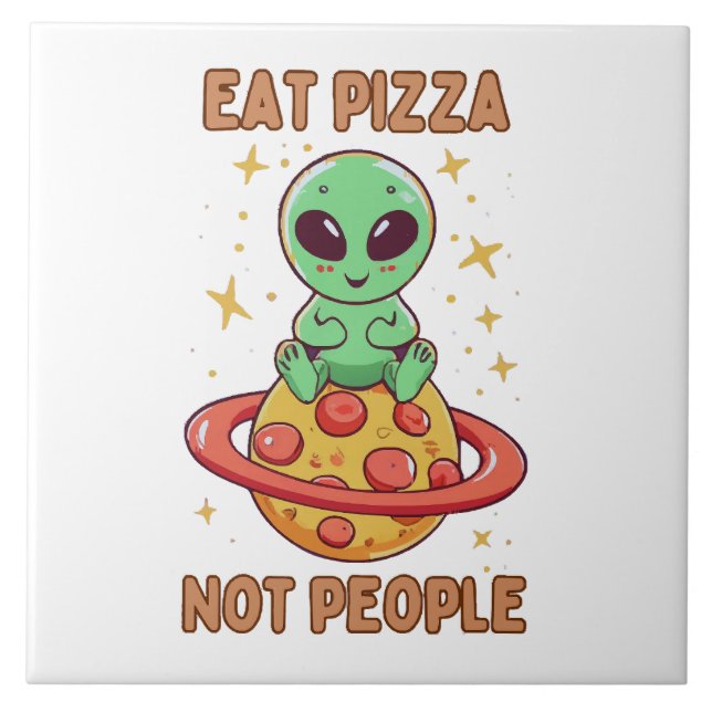 Eat pizza not people ceramic tile (Front)