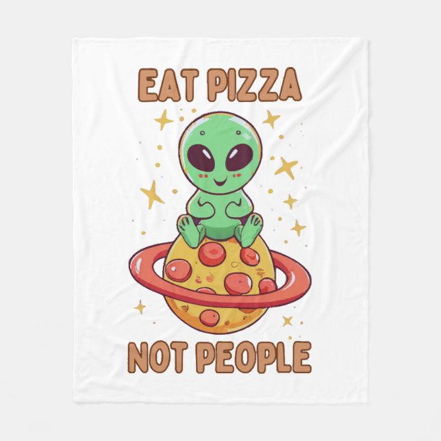 Eat pizza not people fleece blanket (Front)