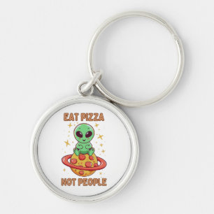 Eat pizza not people key ring