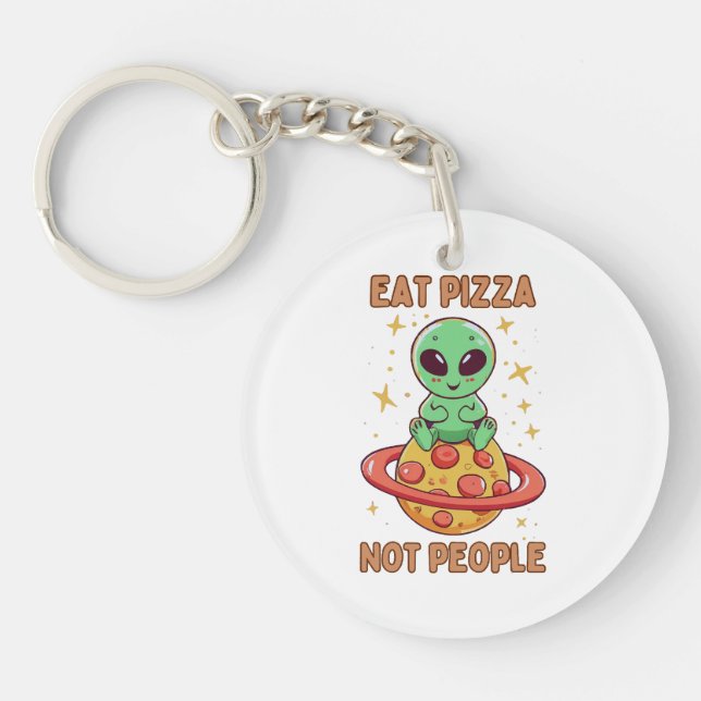 Eat pizza not people key ring (Front)