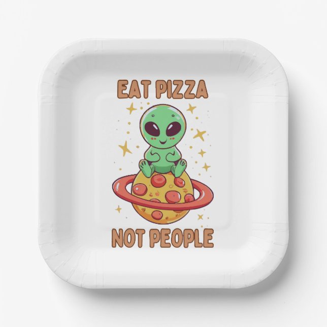 Eat pizza not people paper plate (Front)