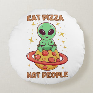 Eat pizza not people round cushion