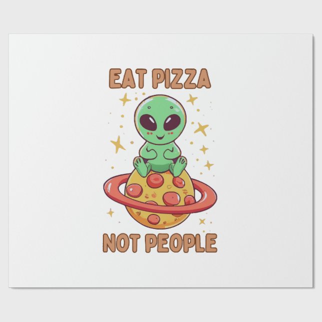 Eat pizza not people wrapping paper (Flat)