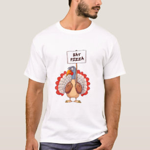 Eat Pizza Turkey Thanksgiving Adult Vegan Funny T-Shirt