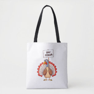 Eat Pizza Turkey Thanksgiving Adult Vegan Funny  Tote Bag