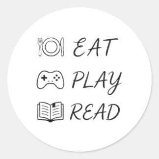 eat play read svg classic round sticker