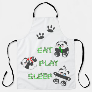 Eat Play Sleep Cute Baby Panda Comfortable Life Apron