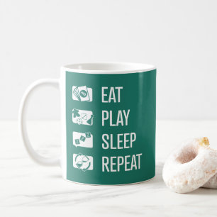 Eat-Play-Sleep-Repeat Board Games White Art Mug
