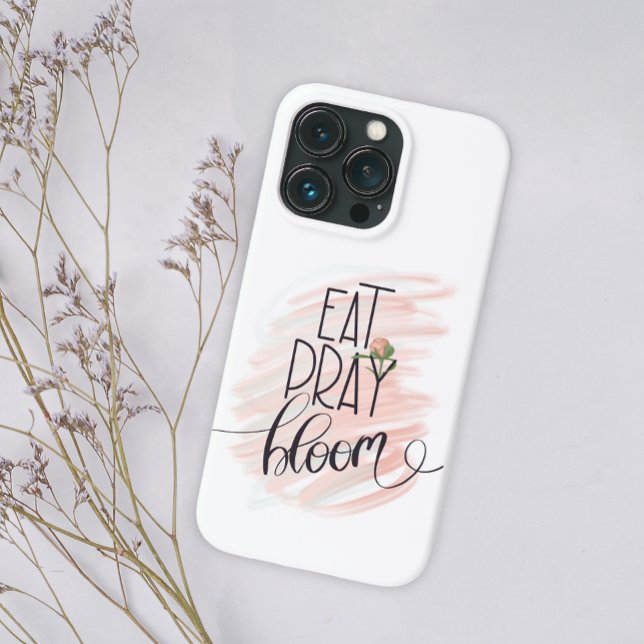 Eat Pray Bloom Pink Rose Monogram Name Case-Mate iPhone Case (Creator Uploaded)