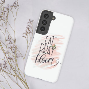 Eat Pray Bloom Pink Rose Monogram Name Samsung Galaxy Case