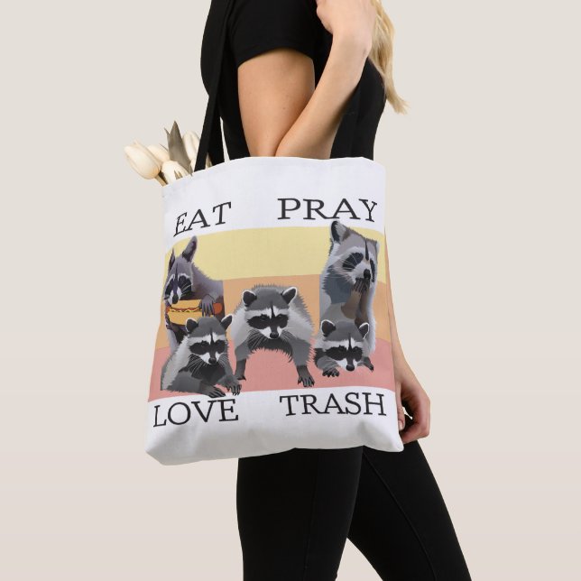 EAT PRAY LOVE TRASH TOTE BAG (Close Up)