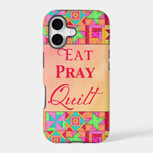 Eat Pray Quilt Colourful Patchwork Block Art