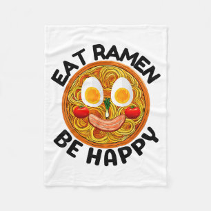 Eat Ramen Be Happy Kawaii Style Funny Japanese Ani Fleece Blanket