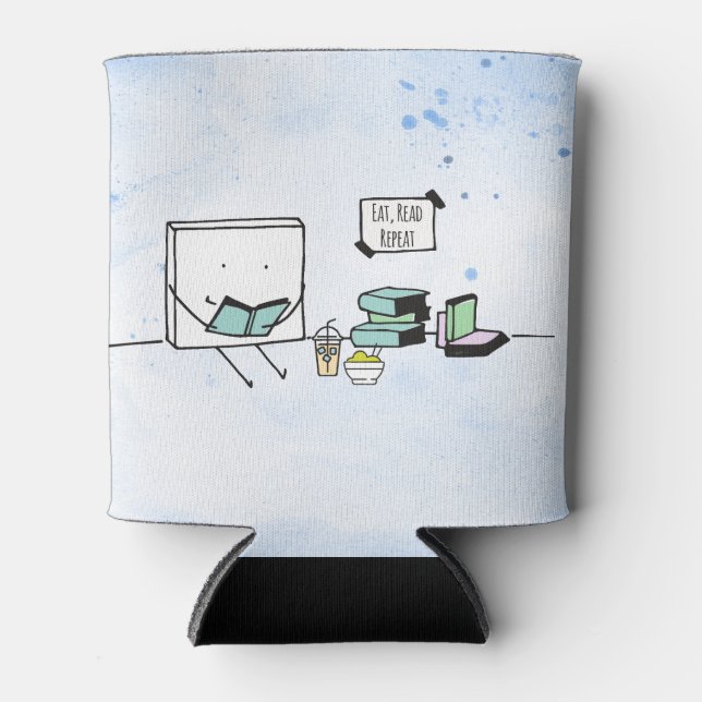 Eat, Read, Repeat Book Lover Can Cooler (Front)