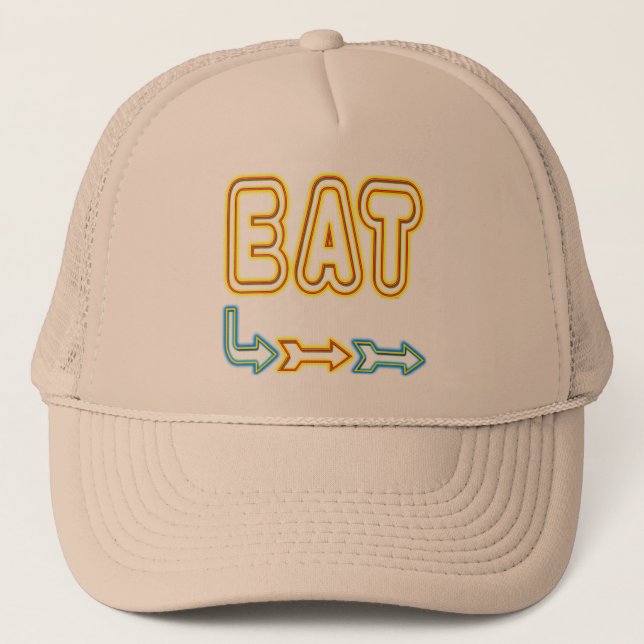 Eat Retro Neon Sign Art Trucker Hat (Front)