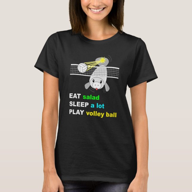 Eat Salad Sleep A Lot Play Volleyball Smashing Man T-Shirt (Front)