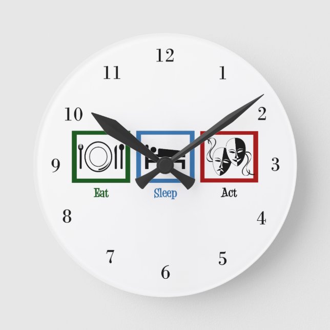 Eat Sleep Act Round Clock (Front)
