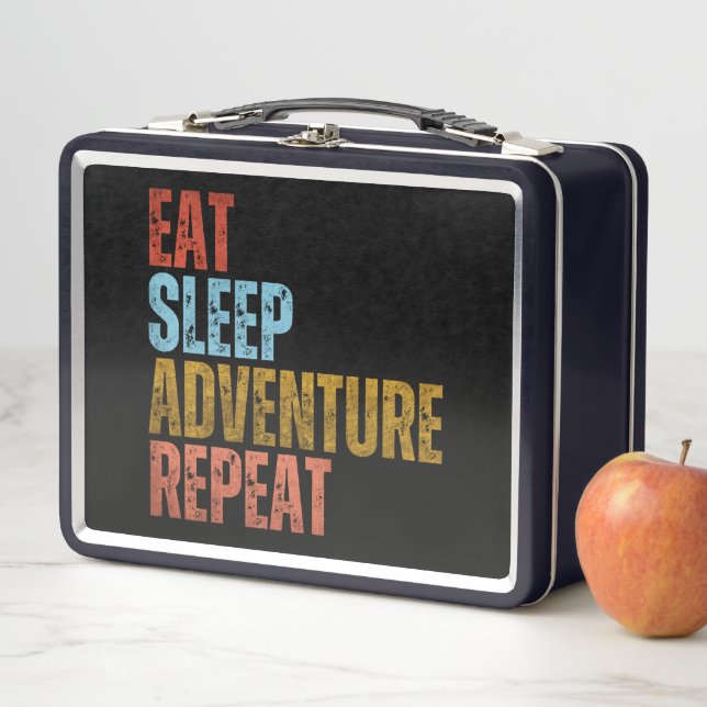 EAT SLEEP ADVENTURE REPEAT METAL LUNCH BOX (In Situ)
