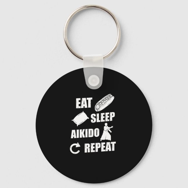 Eat Sleep Aikido Repeat Gift Idea Key Ring (Front)