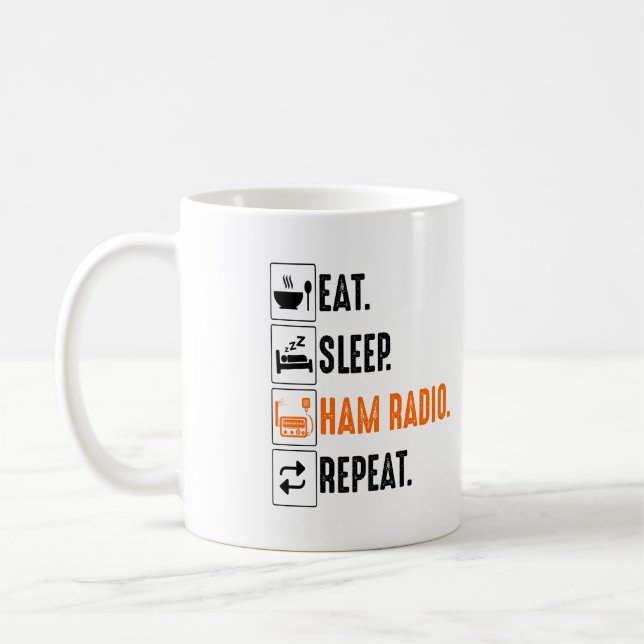 Eat Sleep Amateur Ham Radio Coffee Mug (Left)