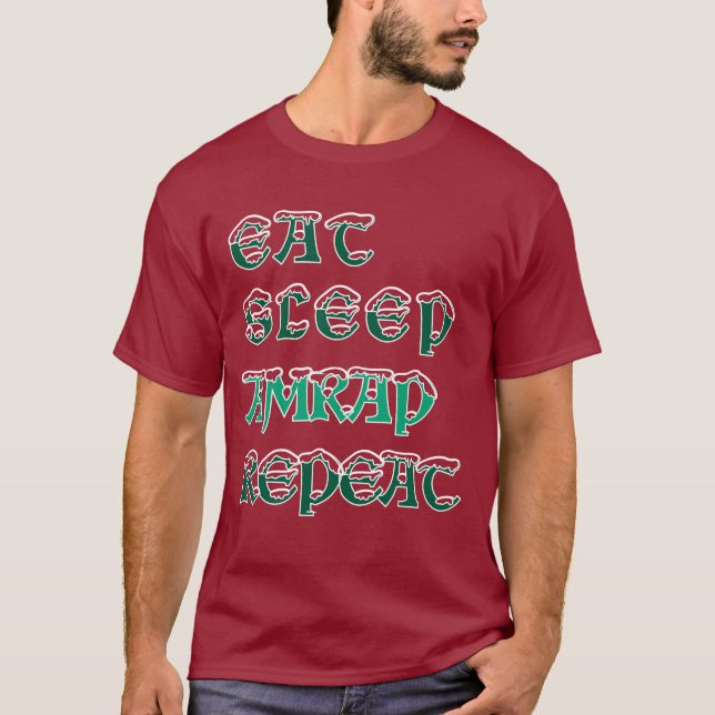 Eat Sleep AMRAP Repeat Christmas Fitness T-Shirt (Front)