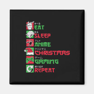 Eat Sleep Anime Gaming Christmas Pajama X-mas Holi Magnet