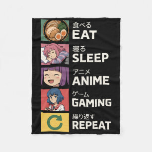Eat Sleep Anime Gaming Repeat  Fleece Blanket