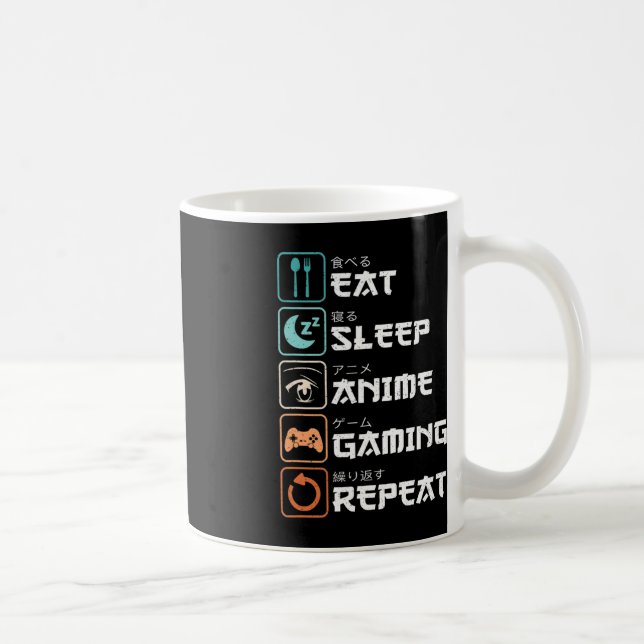 Eat Sleep Anime Gaming Repeat Fun Otaku Gamer  Coffee Mug (Right)