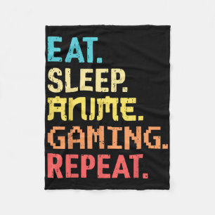 Eat Sleep Anime Gaming Repeat Funny Gamer Anime Vi Fleece Blanket