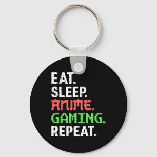Eat Sleep Anime Gaming Repeat Funny Gamer Anime Vi Key Ring