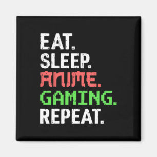 Eat Sleep Anime Gaming Repeat Funny Gamer Anime Vi Magnet
