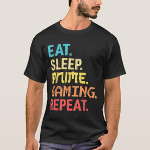 Eat Sleep Anime Gaming Repeat Funny Gamer Anime Vi T-Shirt