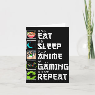Eat Sleep Anime Gaming Repeat Gamer Men Teen Boy A Card