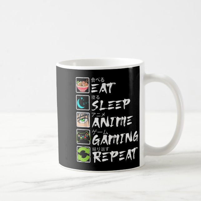 Eat Sleep Anime Gaming Repeat Gamer Men Teen Boy A Coffee Mug (Right)