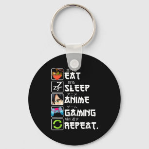 Eat Sleep Anime Gaming Repeat Gamer Men Teen Boy A Key Ring