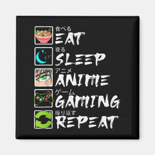 Eat Sleep Anime Gaming Repeat Gamer Men Teen Boy A Magnet
