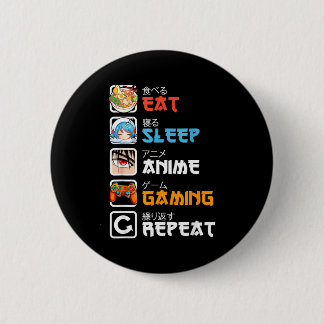 Eat Sleep Anime Gaming Repeat Gamer Men Teen Boy G 6 Cm Round Badge
