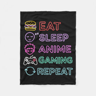Eat Sleep Anime Gaming Repeat Gamer Men Teen Boy G Fleece Blanket