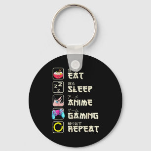 Eat Sleep Anime Gaming Repeat Gamer Men Teen Boy G Key Ring