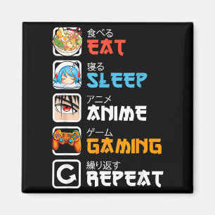 Eat Sleep Anime Gaming Repeat Gamer Men Teen Boy G Magnet