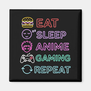 Eat Sleep Anime Gaming Repeat Gamer Men Teen Boy G Magnet