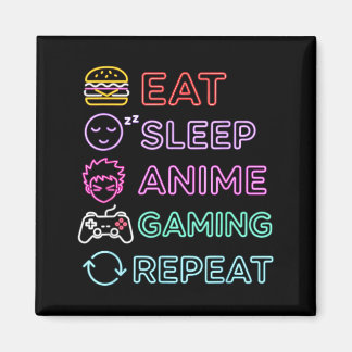 Eat Sleep Anime Gaming Repeat Gamer Men Teen Boy G Magnet