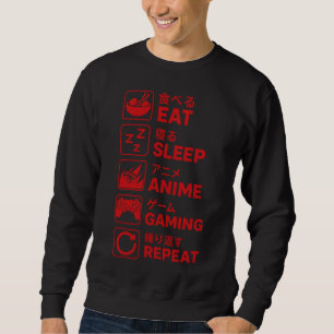 Eat Sleep Anime Gaming Repeat Gamer Men Teen Boy Sweatshirt