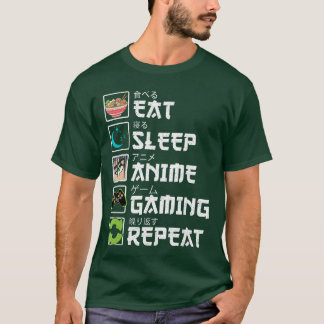 Eat Sleep Anime Gaming Repeat Gamer Meneen Boy Gif T-Shirt