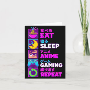 Eat Sleep Anime Gaming Repeat Kawaii Otaku Anime M Card