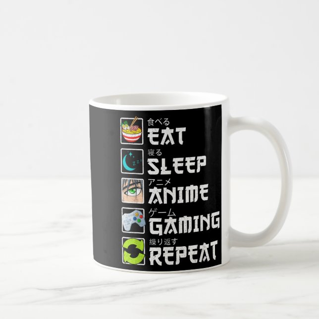 Eat Sleep Anime Gaming Repeat Kawaii Otaku Anime M Coffee Mug (Right)